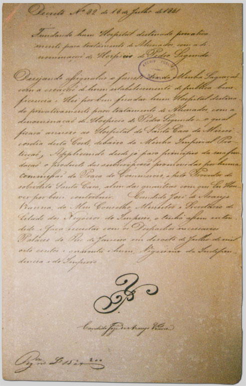 Decreto de Fundação do Hospício de Pedro II