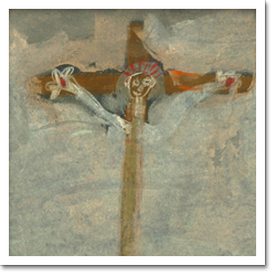 Renoir Silva de OliveiraA tela foi toda preenchida em tons de cinza. A parte central é mais clara que as extremidades e abriga a forma de uma cruz. No canto inferior direito identifica-se a assinatura “Renoir”.