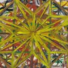 Na pintura com fundo branco destacam-se traços amarelos que se encontram no meio da imagem, formando vários raios que saem do centro em direção aos limites da tela, como uma estrela de várias pontas, além de linhas horizontais e verticais. Foram usadas as cores verde e vermelha para traçar círculos e quadrados.